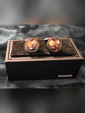Murano Gunmetal Gear Cufflinks